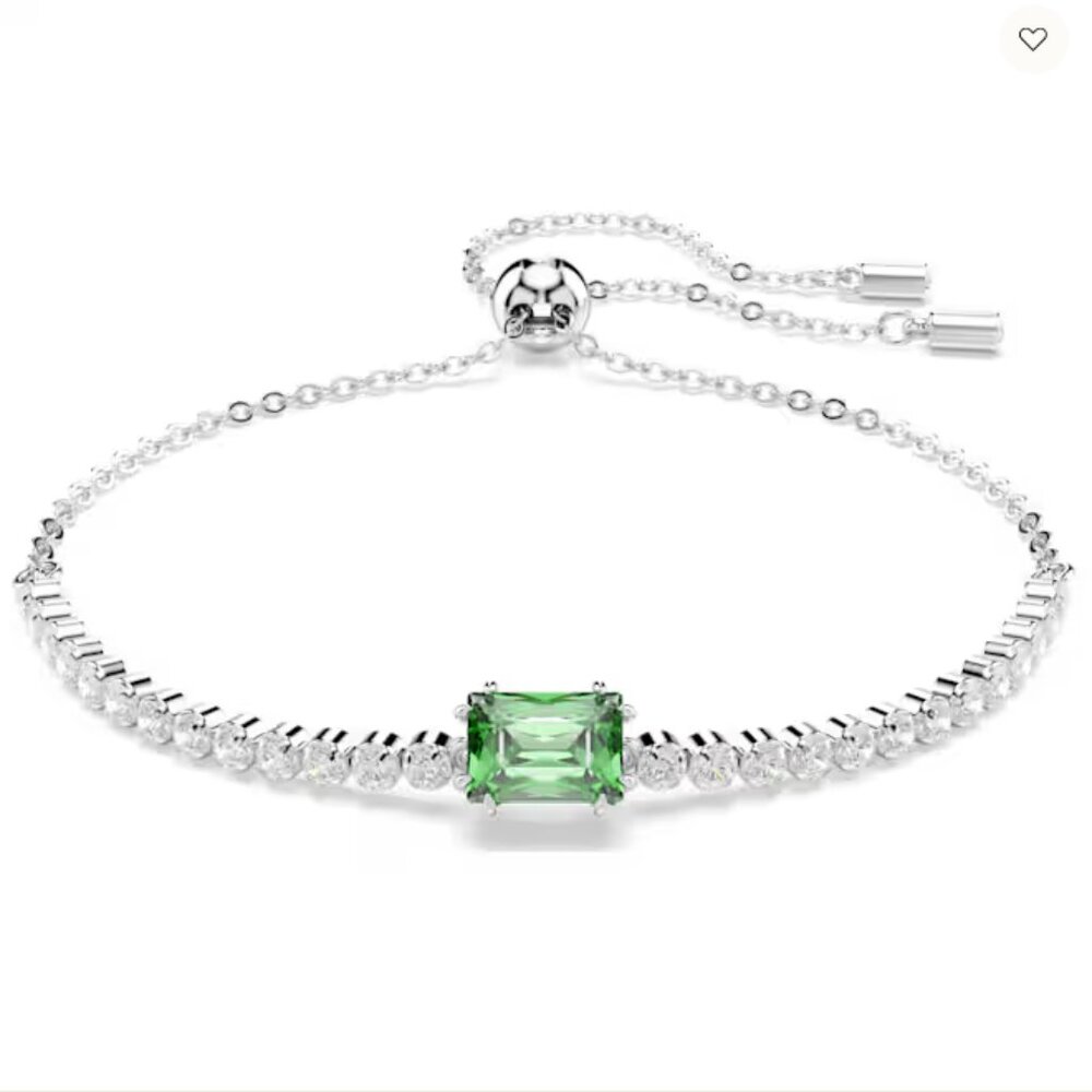 Swarovski Matrix Tennis bracelet Mixed cuts, Green, Rhodium plated